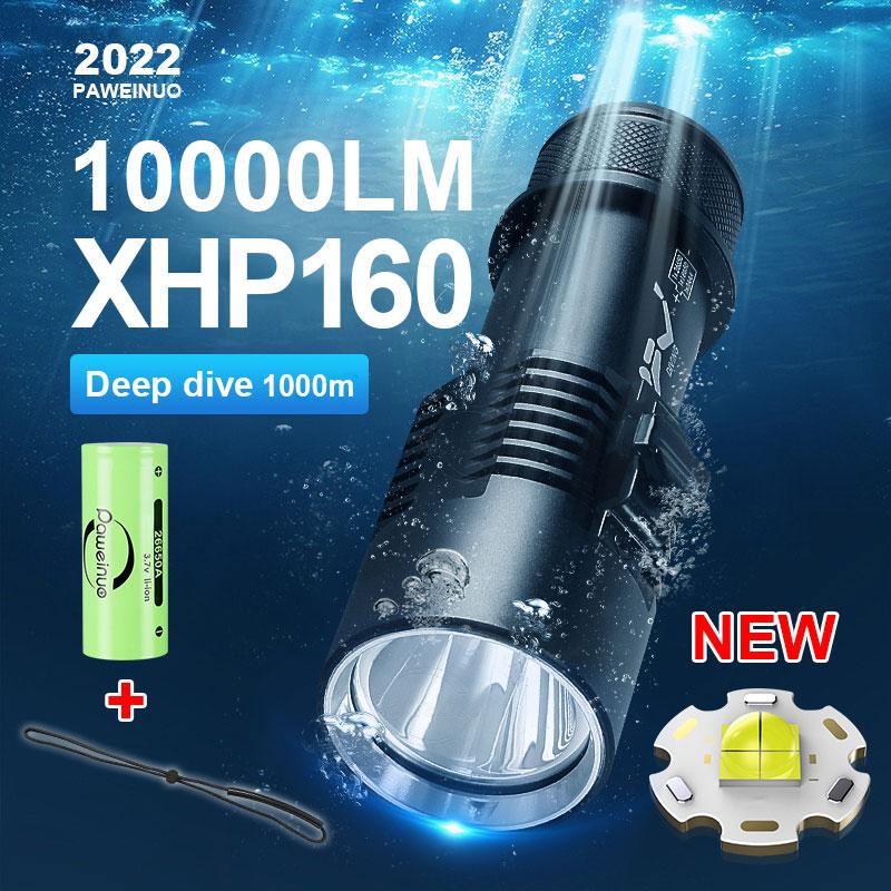 10000Lumens Professional Diving Flashlight Rechargeable XHP160 Diving Torch-TI00956-Veeddydropshipping