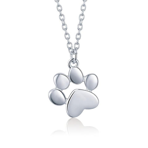 Gold Silver Necklace Cat Dog Footprint Pendant Chain for Women-JW00065-Veeddydropshipping