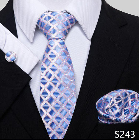 Many Color Classic Red Silk Tie Pocket Squares Cufflink Set Men-JW01302-Veeddydropshipping