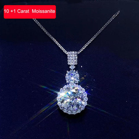 Moissanite Necklace  925 Silver Platinum Plating  Drip Pendant Chain Jewelry-JW00086- Veeddydropshipping