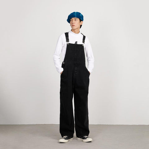 Japanese Fashion Bib Straight Denim Overalls Cargo Jeans-MF00671-Veeddydropshipping
