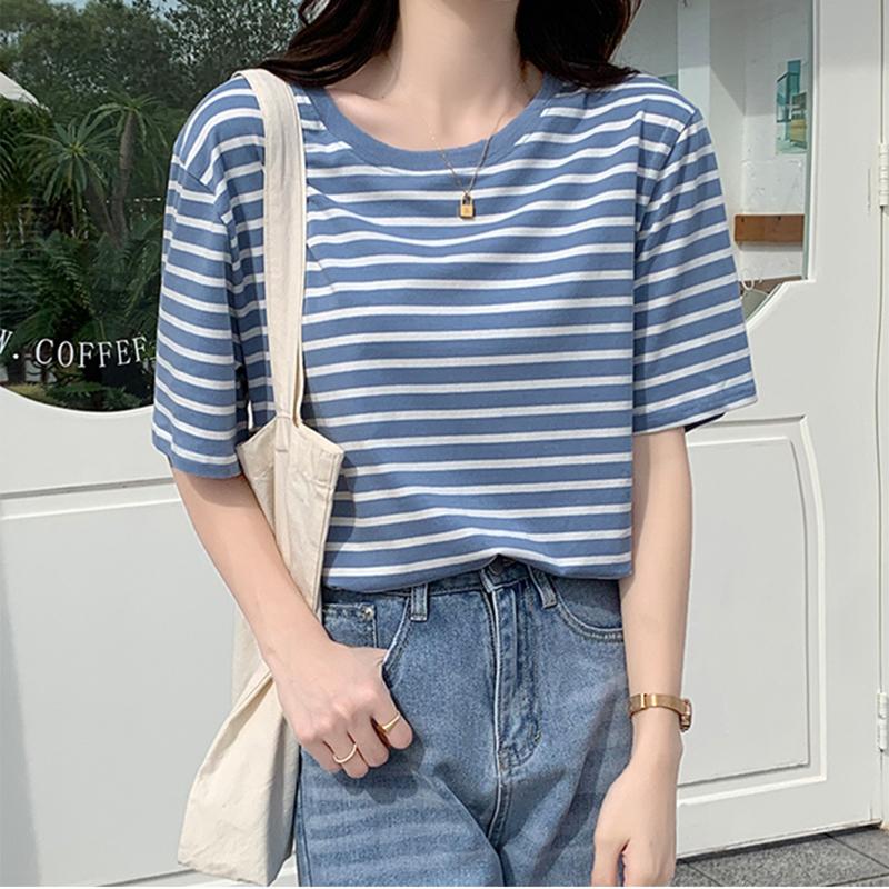Women Summer Striped T-shirts For Women Clothing-Veeddydropshipping