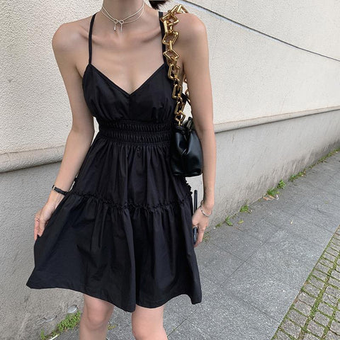 Sexy Mini Strap Backless Dress Woman A Line Dresses-WF00078-Veeddydropshipping