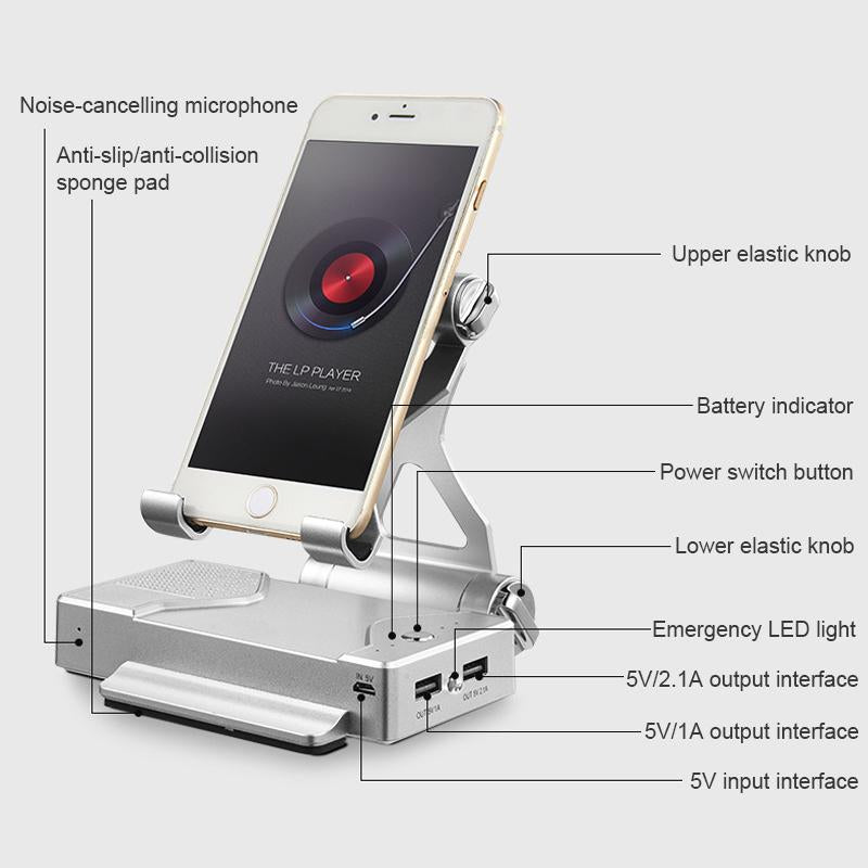 Metal Phone Holder Power Bank Bluetooth Speaker 3 in 1-Veeddydropshipping
