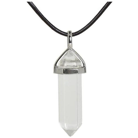 Hexagonal Pointed Stone Pendant Necklace Pendants-JW01206-Veeddydropshipping