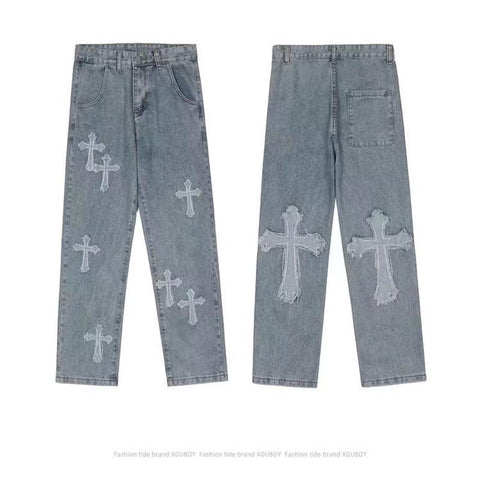 Denim Pants Streetwear Hip Hop Low Rise Baggy Jeans For Men-MF00447-Veeddydropshipping