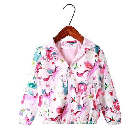Spring Jacket Girls Coats Hooded Unicorn Rainbow Pattern Baby Clothes-TB00984-Veeddydropshipping