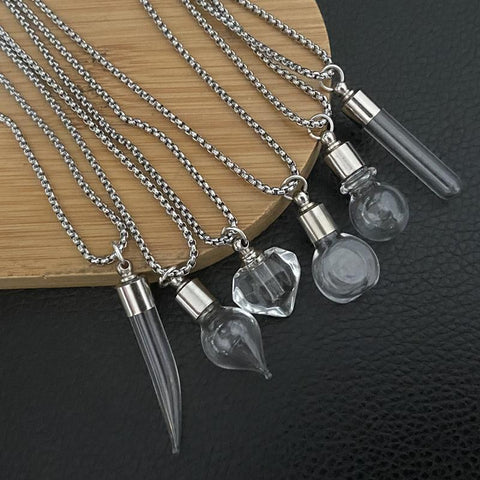 DIY Water Drop Chain Necklace Unisex Crystal Perfume Bottle Blood-JW01283-Veeddydropshipping