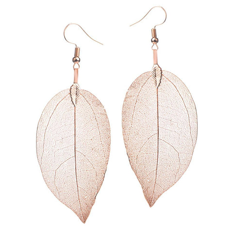 Fashion Design Big Natural Real Leaf Earrings Dangle Drop -JW01436-Veeddydropshipping