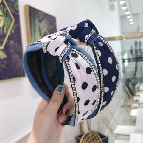 Ladies Crystal Tie Headband Hairband-WF01098-Veeddydropshipping