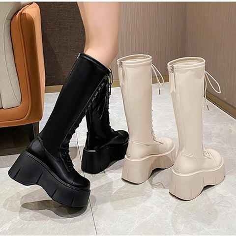 Woman Ankle Boots Soft Lace-up Ladies Chelsea Zipper-BS00930-Veeddydropshipping