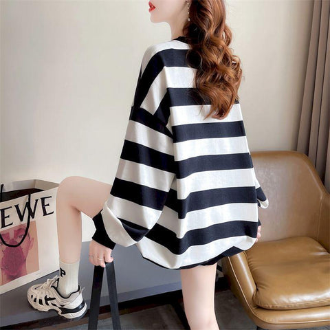 Fashion Design Sense Pullovers Chic Striped Sweatshirts-WF00061-Veeddydropshipping