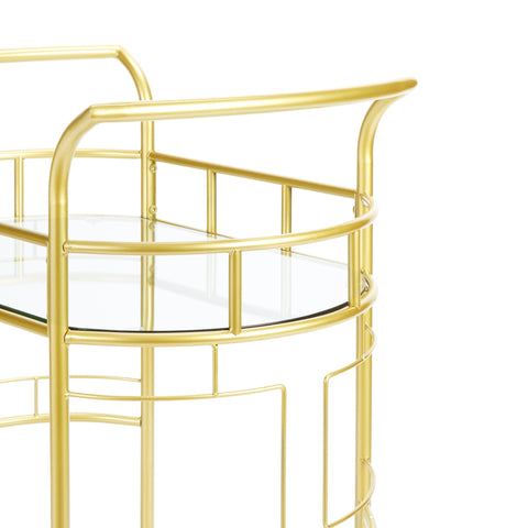 Bar Cart Gold Metal and Glass Serving Cart-HA01686-Veeddydropshipping