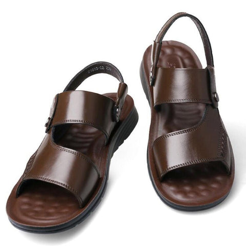 Men&#39;s Leather Sandals Adult Thick-soled Beach Shoes-BS01485-Veeddydropshipping