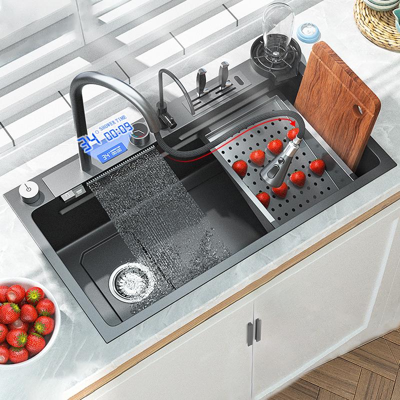 Kitchen Waterfall Sink Digital Display Large Single-TI00635-Veeddydropshipping