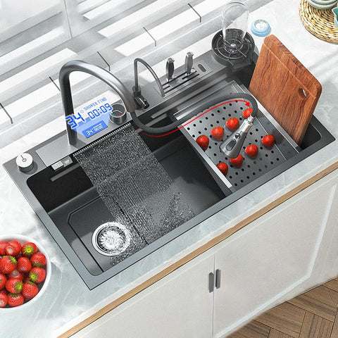 Kitchen Waterfall Sink Digital Display Large Single-TI00635-Veeddydropshipping