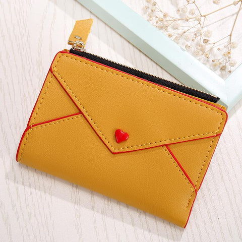 Wallet Small Red Heart Yellow Coin Purse Business Card Holder-BS00608-Veeddydropshipping
