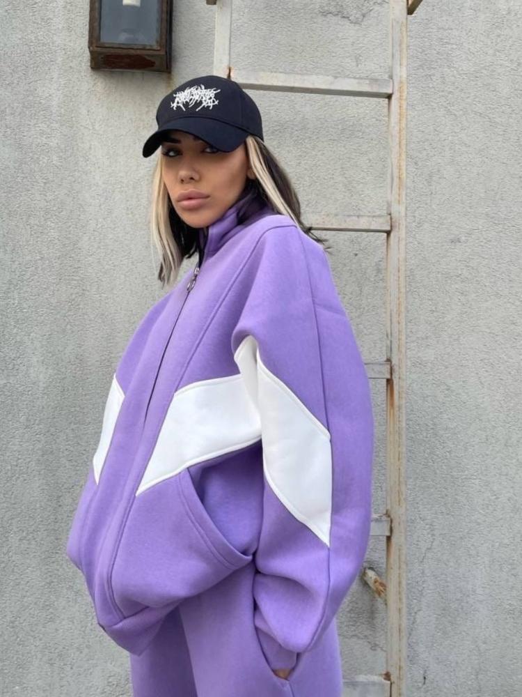 Winter Jogging Women Set Casual Long Sleeve Zipper Coat-Veeddydropshipping