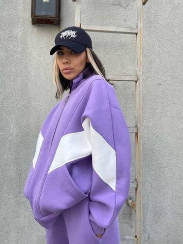Winter Jogging Women Set Casual Long Sleeve Zipper Coat-Veeddydropshipping