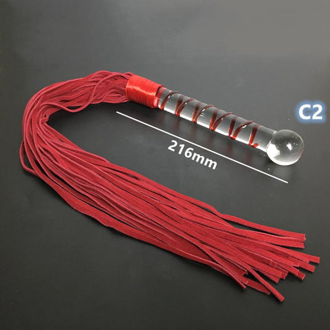 Crystal Dildo Real Leather Flogger Glass Penis Whip Sex Whip G-spot Anal -BH01317-Veeddydropshipping