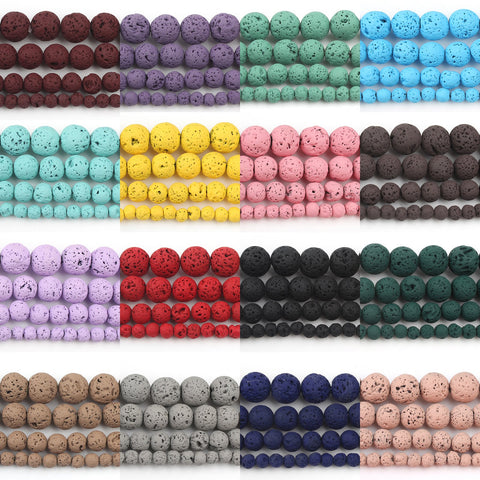 Natural Volcanic Lava Stone Beads Round for Jewelry Making DIY-JW01532-Veeddydropshipping