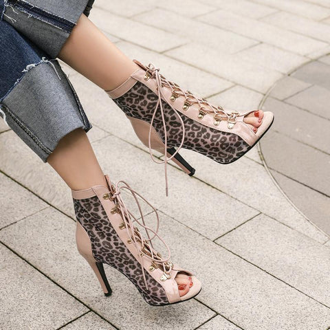 Comfortable High Heels Sexy Leopard Grain Peep Toe Indoor Dance-BS00839-Veeddydropshipping