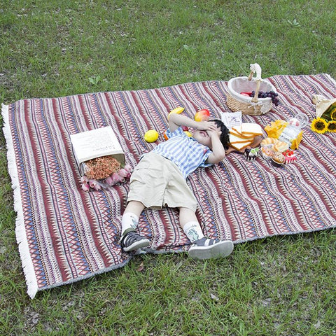 Camping Picnic Tapestry with Tassels-HA00573-Veeddydropshipping
