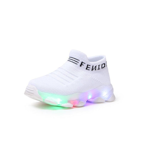 Kids Sneakers Children Baby Girls Boys Letter Mesh Led Luminous Socks-TB00096-Veeddydropshipping
