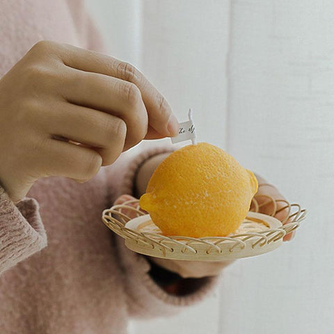 3D Aromatherapy Candle Lemon Shape Cheese Soybean Candle-HA00363-Veeddydropshipping