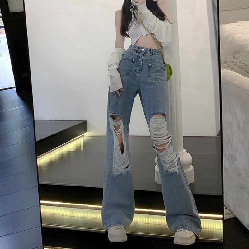 Hollow Out Ripped Jeans for Women-Veeddydropshipping