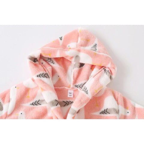 Cartoon Animal Bathrobe For Children Flannel Long Sleeve Hooded Kids-TB01038-Veeddydropshipping