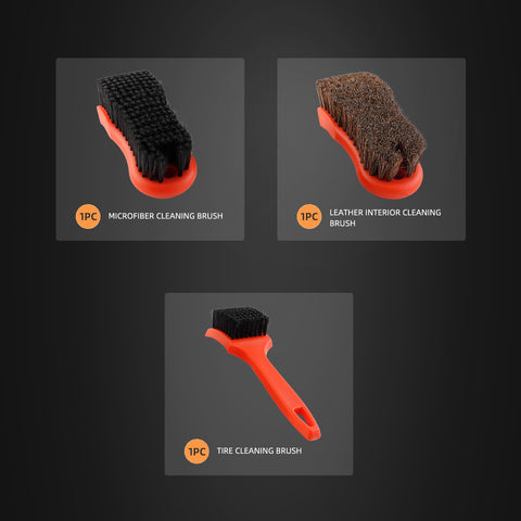 SPTA 3Pcs Car Detailing Brush Kit Car Interior Brush Auto Tire Rim-AM00497-Veeddydropshipping
