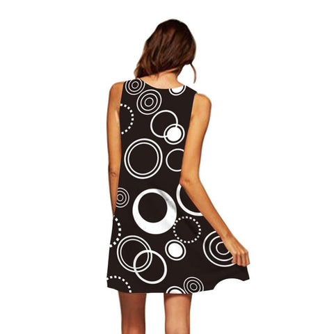 Fashion Women Tank Top Dress Printed Round Neck-Veeddydropshipping