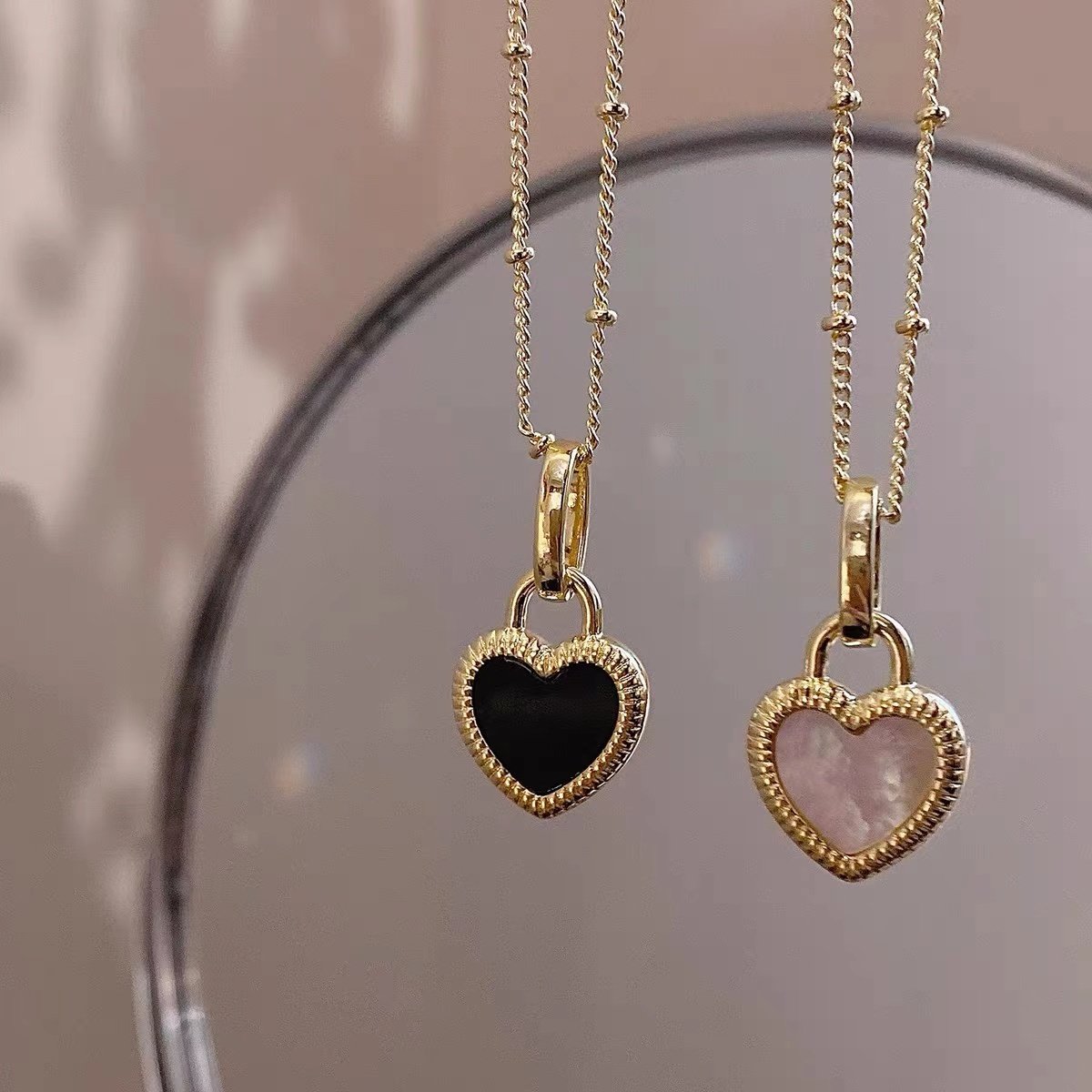 Luxury Stainless Steel Two-side Heart Pendant Necklace Fashion Jewelry -JW01221-Veeddydropshipping