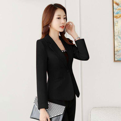 Women Slim Elegant Notched Single Button Fashion Blazers-WF00337-Veeddydropshipping