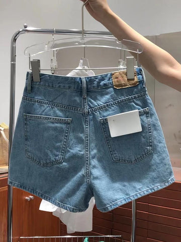 Korean Fashion High Waisted Jeans Shorts-WF00099-Veeddydropshipping
