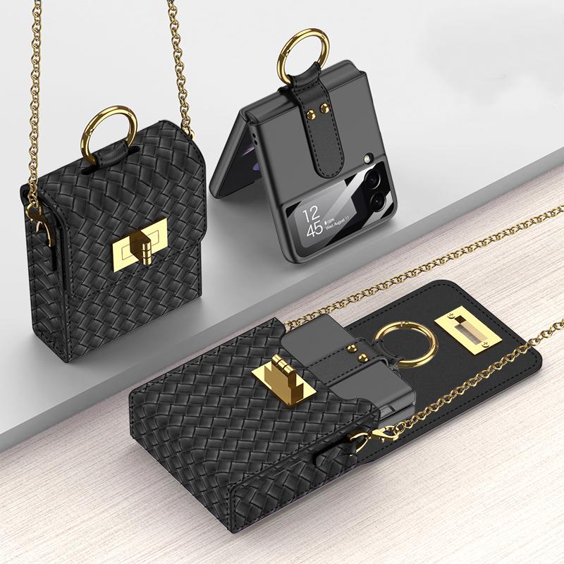 PU Leather Chain Phone Bag for Samsung Galaxy Z Flip 4 Flip3 Case-PA00210-Veeddydropshipping
