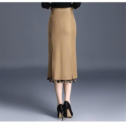 Irregular Mesh Skirt Band Splice High Waist Skirt-WF00391-Veeddydropshipping