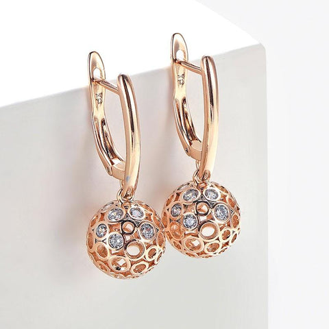 Circles Earrings Crystal Pendant 585 Earrings for Woman -JW01458-Veeddydropshipping