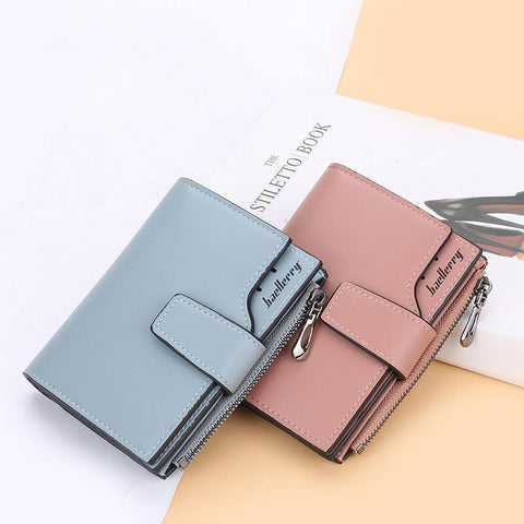 Short Red Wallet Card Holder Big Capacity Green Pink Coin-BS00183-Veeddydropshipping