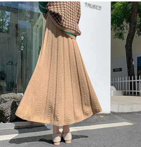 Textured Knitted Skirts Women Sweater Skirts-WF00547-Veeddydropshipping