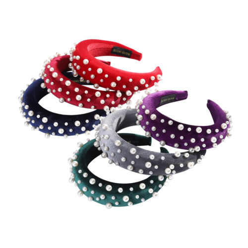 Ladies Pearls Padded Hair Band Accessories-WF01102-Veeddydropshipping