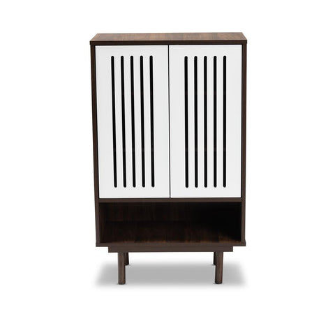 Modern Walnut 2-Door Shoe Cabinet-HA01743-Veeddydropshipping