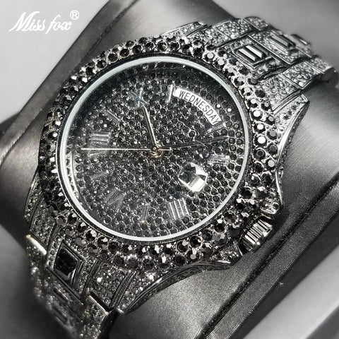 Watch For Men Luxury Full Diamond Silver Quartz Wristwatch -JW00682-Veeddydropshipping