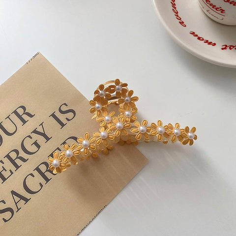 Pearls Hair Claws For Women Girls Elegant Flower -JW00496-Veeddydropshipping