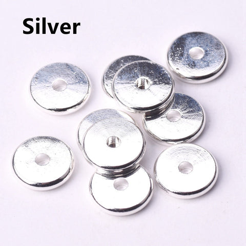 Solid Brass Metal Plated  Flat Round Loose Spacer Beads For Jewelry -JW01487-Veeddydropshipping