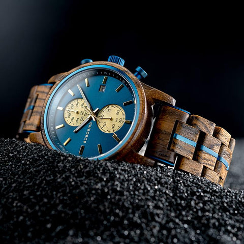 Watch Men Quartz Watches Engraved Wooden Chronograph Wristwatch-JW00766-Veeddydropshipping