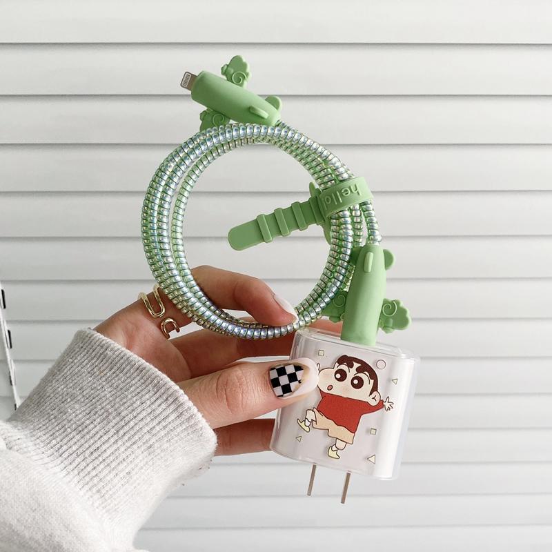 Cartoon Case Protector Charging Plug Cover Protection Sprial Cable-Veeddydropshipping