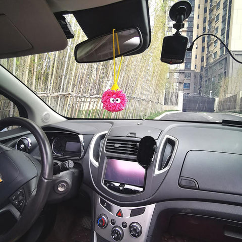Cute Car Accessories Mirror Hanging Black Briquette Kawaii Flower-AM00054-Veeddydropshipping