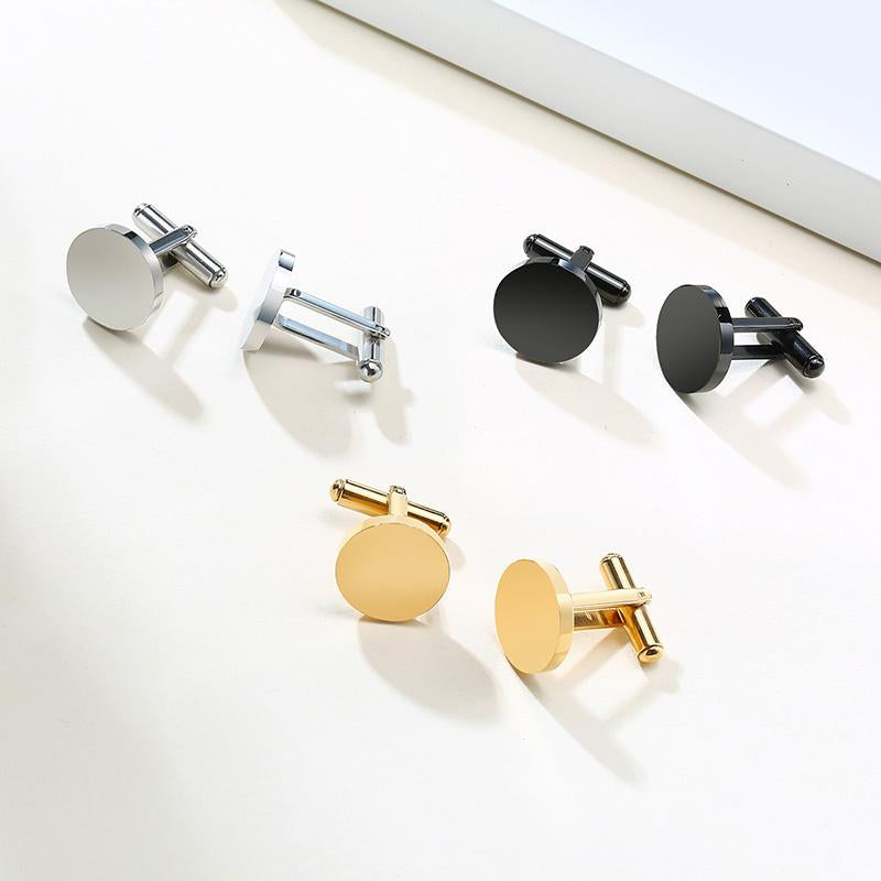 Customized Men's Cufflinks Geometric Steel Metal Cuff Links  -JW01303-Veeddydropshipping
